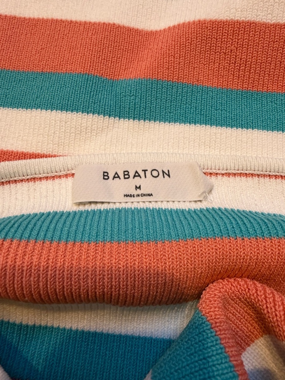 Babaton Aritzia Striped Halter Bodycon Knit Dress Size M Coral Blue White - Picture 2 of 7